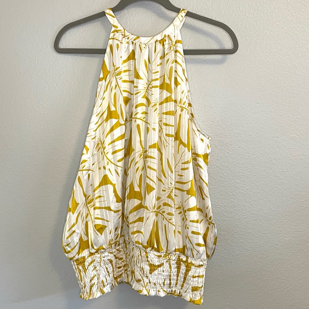 Joie Yellow and White Leaf Print Blouse
